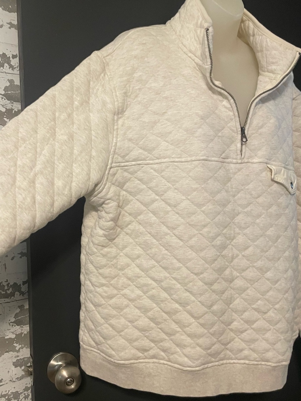 American Eagle Quilted Pullover Women’s L Cream Quarter Zip Funnel Neck Sweatshi - Picture 5 of 11